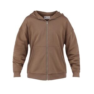 No Boundaries Soft Fleece Full Zip Hoodie Sweatshirt Brown Clay S. NWT